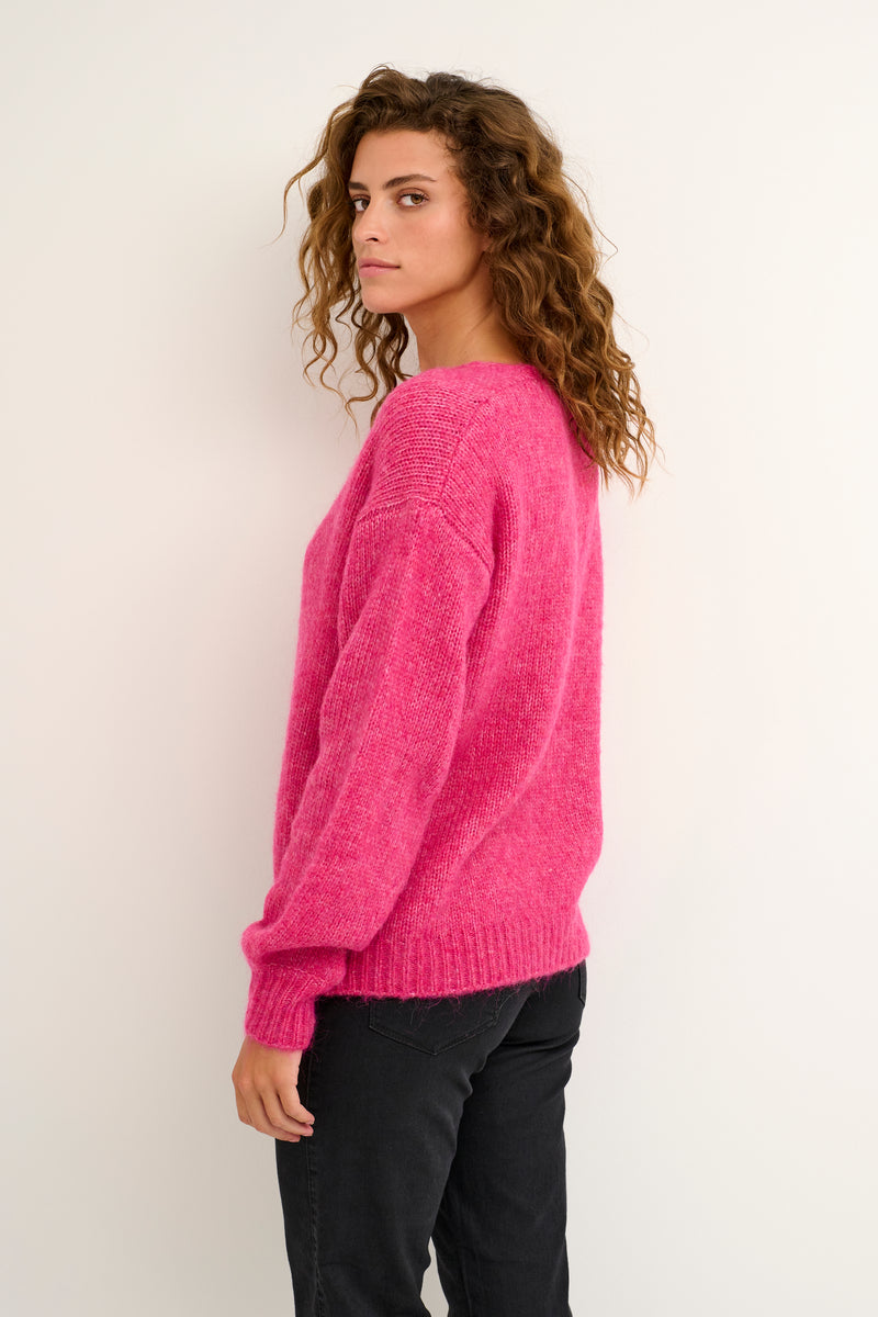 Kaffe Sarla V-hals strik bluse pink