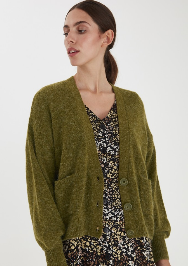 ICHI Amara knitted cardigan - Green