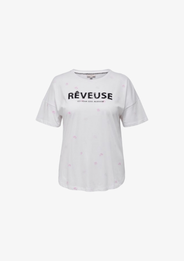 ONLY CARMAKOMA FLOWER BOX T-SHIRT HVID