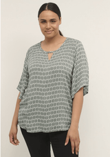 KAFFE CURVE CHILDA AMI BLUSE GRØN GRAFIK