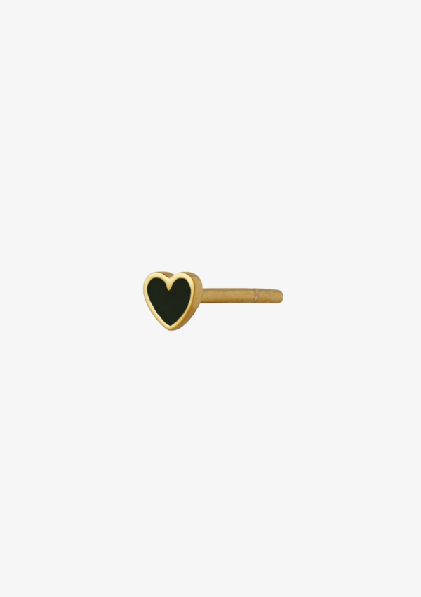 STINE A PETIT LOVE HEART BLACK ENAMEL GULD