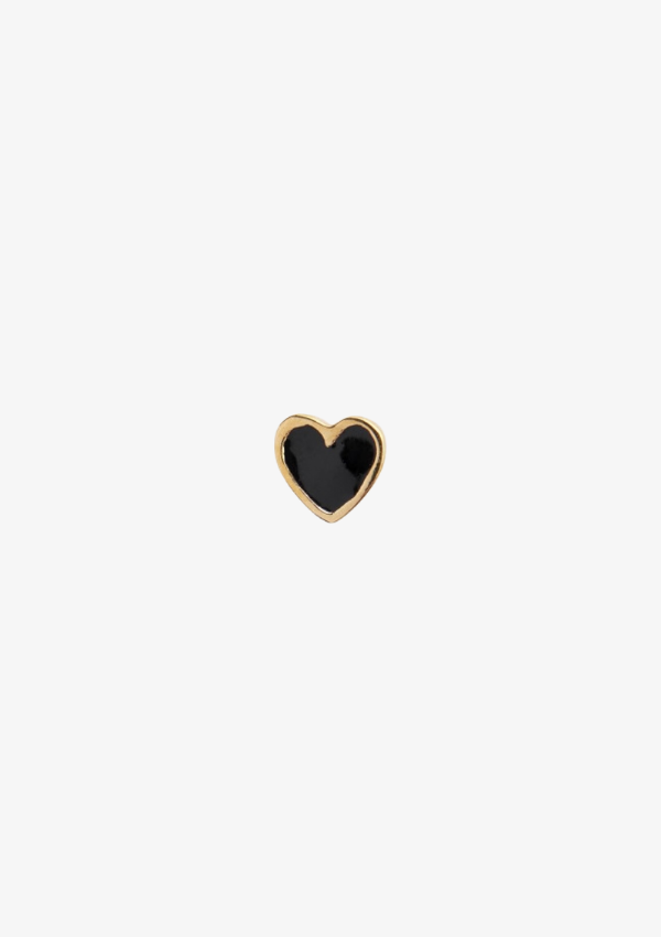 STINE A PETIT LOVE HEART BLACK ENAMEL GULD