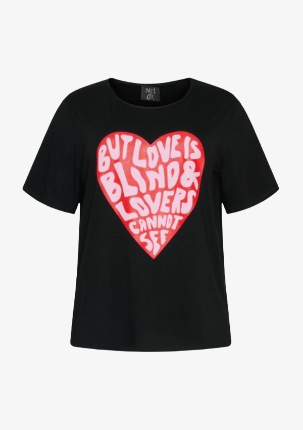 NO.1 BY OK T-SHIRT SORT MED HJERTE PRINT