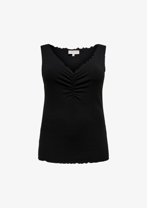 ONLY CARMAKOMA RUFFLE LIFE TOP BLACK
