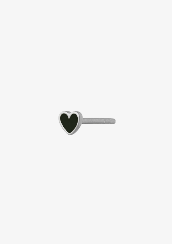 STINE A PETIT LOVE HEART BLACK ENAMEL SØLV