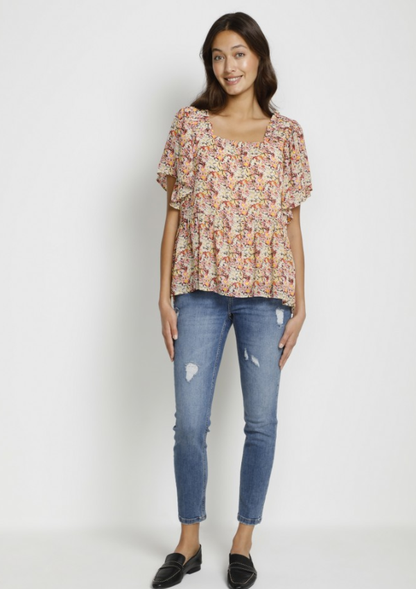CULTURE TESS BLUSE PINK BLOMSTER