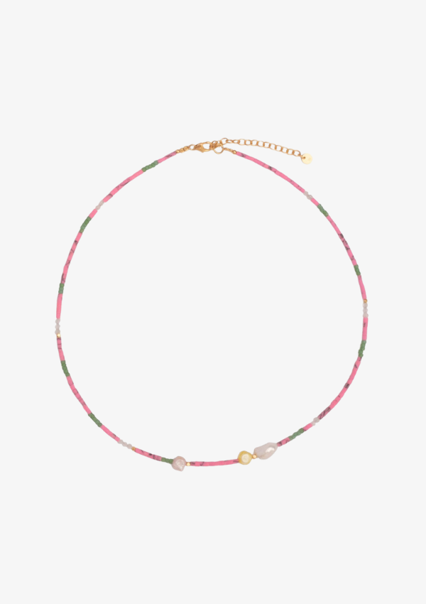 STINE A DEEP SEA HALSKÆDE WITH FRESH PINK & DUSTY GREEN MIX