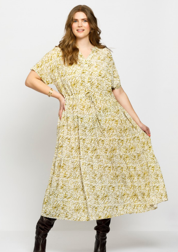 NO. 1 BY OX FLARE KJOLE YELLOW ANIMAL PRINT