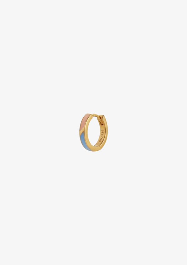 STINE A PETIT CIRCUS HUGGIE ØRERING BLUE & PALE PEACH ENAMEL GOLD