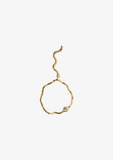 STINE A WAVY CIRCLE ØRERING WITH STONE LEFT GOLD