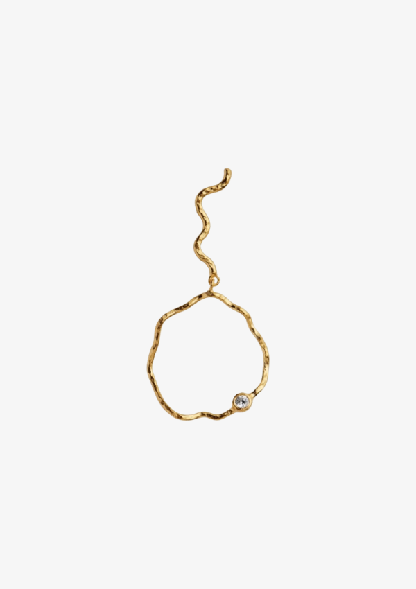 STINE A WAVY CIRCLE ØRERING WITH STONE LEFT GOLD