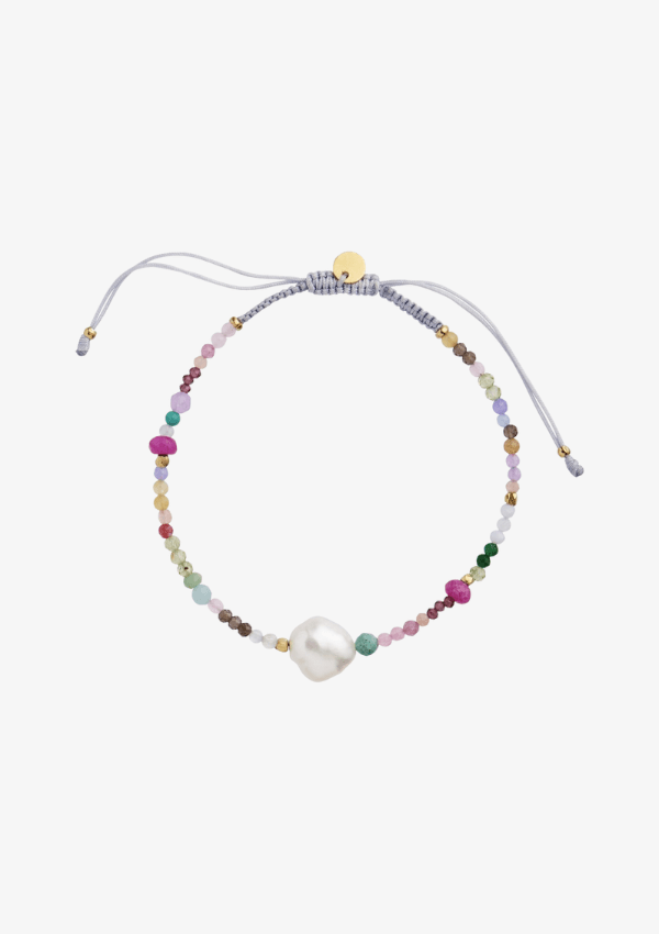STINE A COLOR CRUSH ARMBÅND WITH MULTI MIX AND LIGHT GREY RIBBON