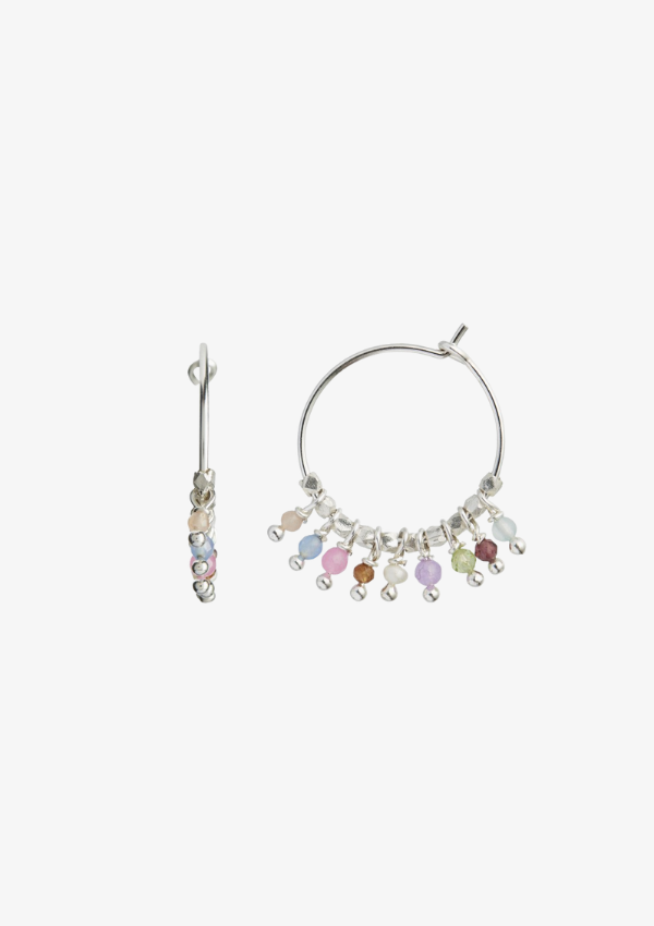 STINE A ØRERING - PETIT RAINBOW HOOP SILVER WITH STONES