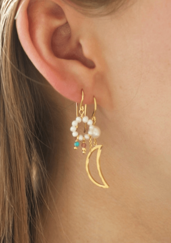 STINE A ØRERING BELLA MOON EARRING WITH PEARL GOLD