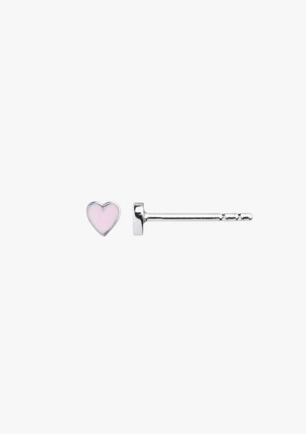 STINE A PETIT LOVE HEART LIGHT PINK ENAMEL ØRERING - GOLD