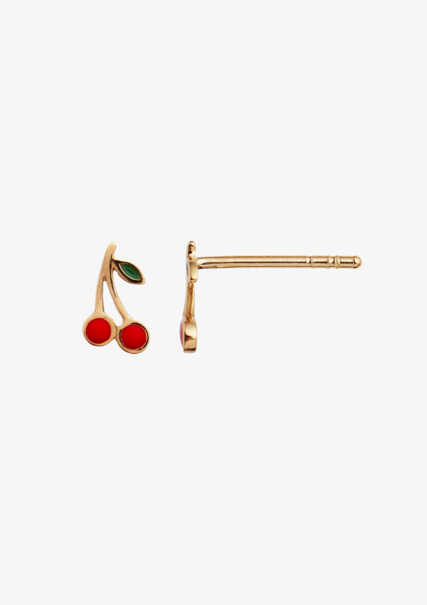 STINE A ØRERING - PETIT CHERRY EARRING GOLD ENAMEL