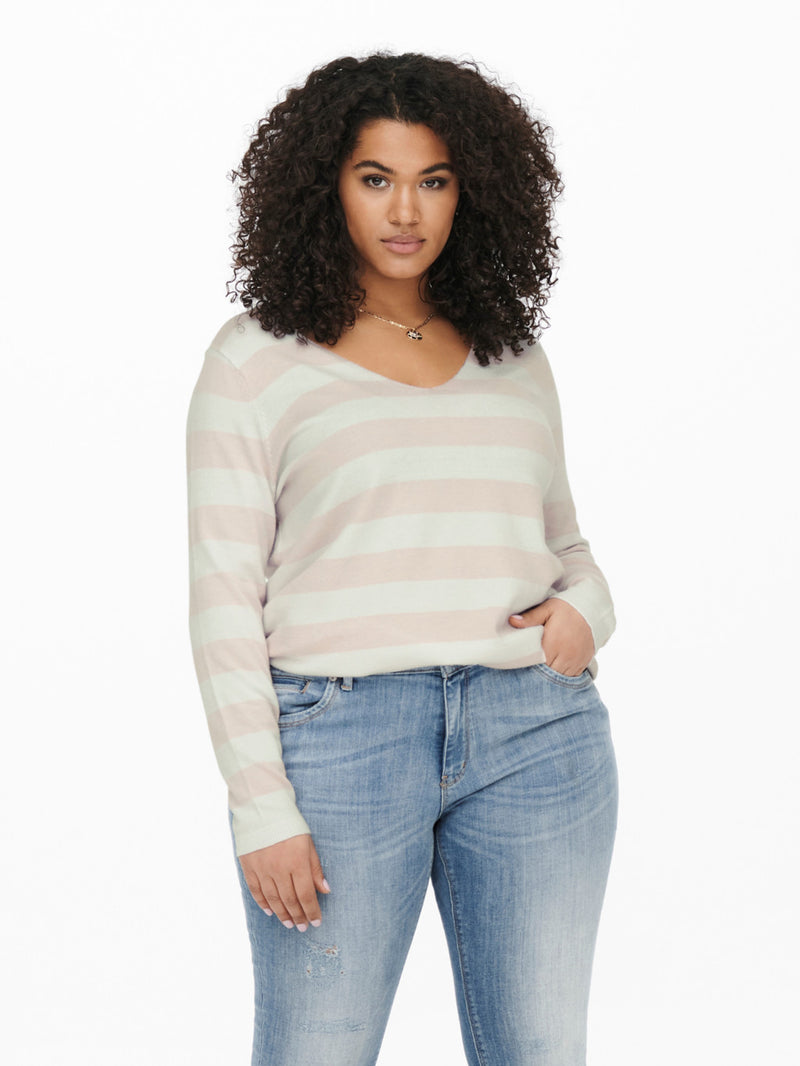 Only Carmakoma  Melinna strik med V-hals rosa