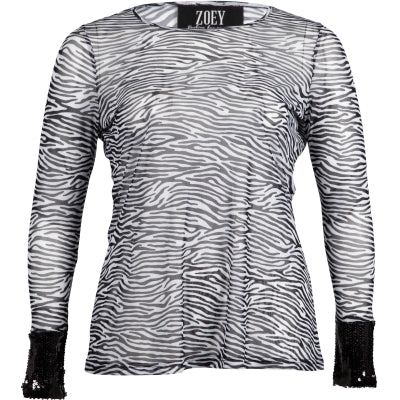Zoey zebra mesh bluse