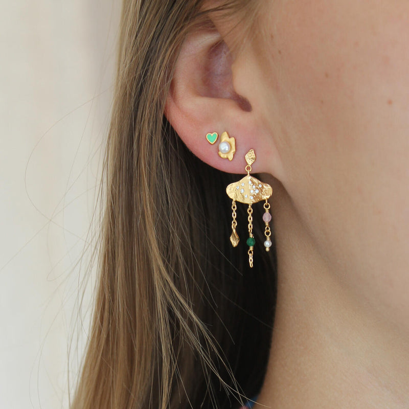 Stine A Petit love heart gras green enamel