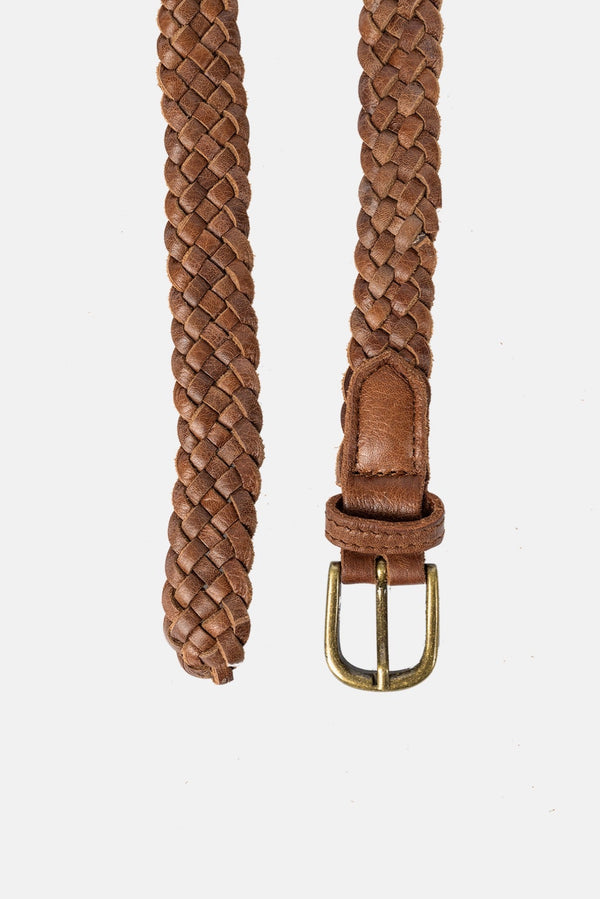Re:designed smalt fletbælte i cognac skind Hazel
