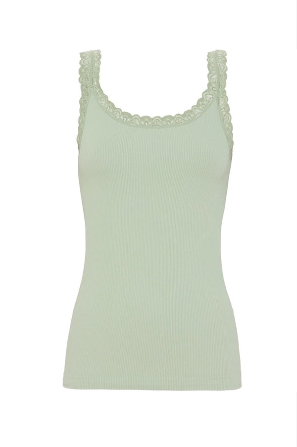 Tim & Simonsen Frida rib top med blonde støvet mint