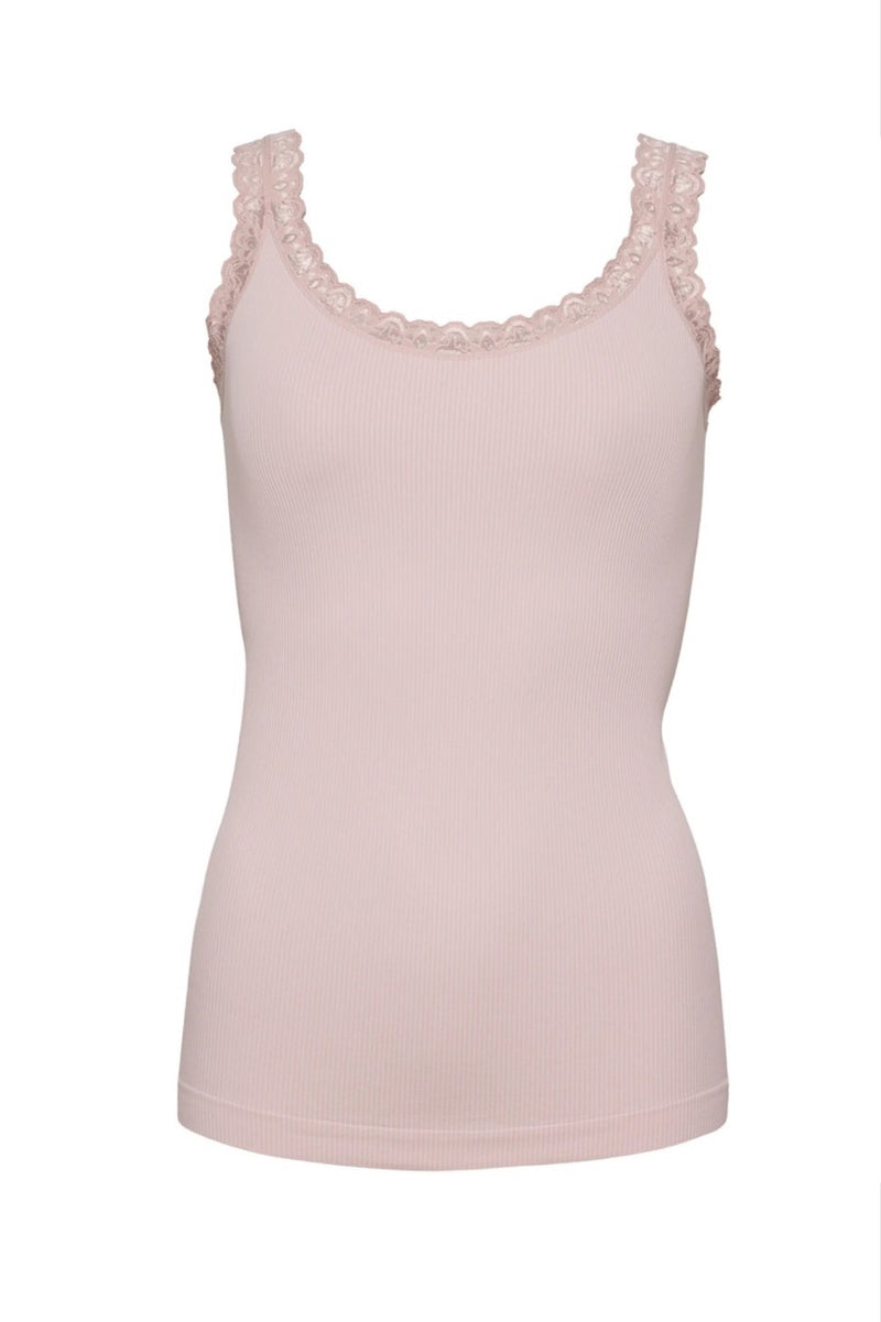 Tim & Simonsen Frida rib top med blonde støvet rosa