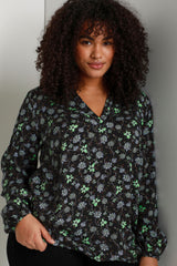 Kaffe Curve bluse Florisa sort